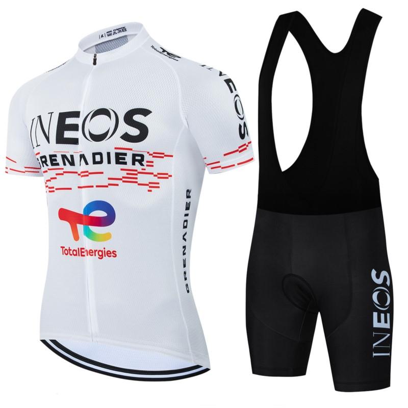 2026 White Cycling Jersey Set Men's Summer Short Sleeve Bicycle MTB Bike Clothing Cartoon Maillot Ciclismo Uniform Suit