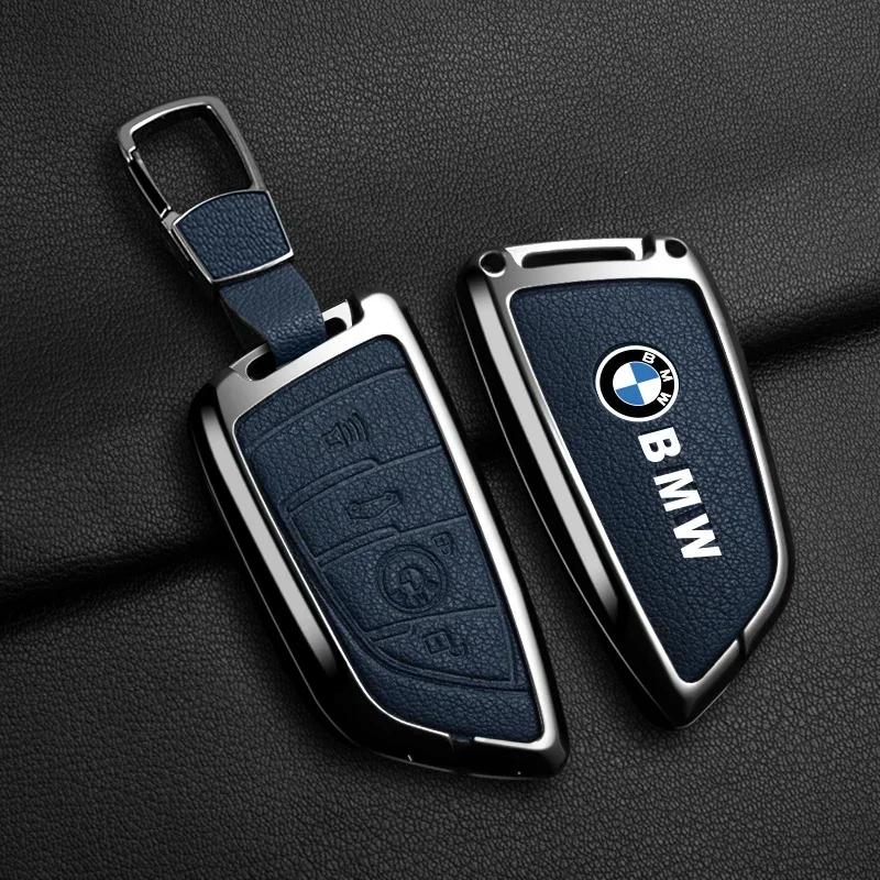 BAGF7 Car Sticker Hot For BMW Leather Car Remote Key Case Cover Shell Fob For BMW X1 X3 X5 X6 X7 1 3 5 6 7 Series G20 G30 G11 F15 F16