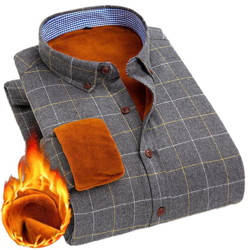 Зимняя новая мужская флисовая терморубашка с длинными рукавами, мужская профессиональная рубашка для отдыха, утолщенная и удобная, интегрированная флисовая рубашка в клетку