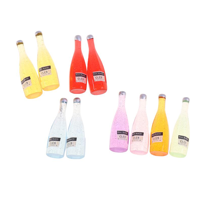 10pcs 1:12 Dollhouse Miniature Fruit Wine Bottle Simulation Wine Bottle Model Dollhouse Diy Resin Ornaments Accessories Kids Toy
