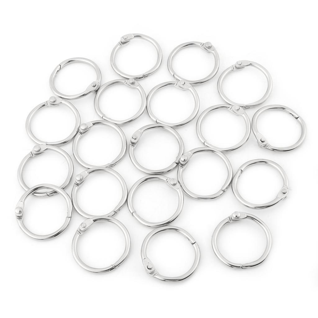 20PCS Metal Hinged Ring Book Binder Split Key Rings Album Scrapbook Loose Leaf Clip (25mm)