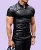 Men T-Shirt Stylish Lambskin Leather Black Party Clubwear Biker Fashion Handmade