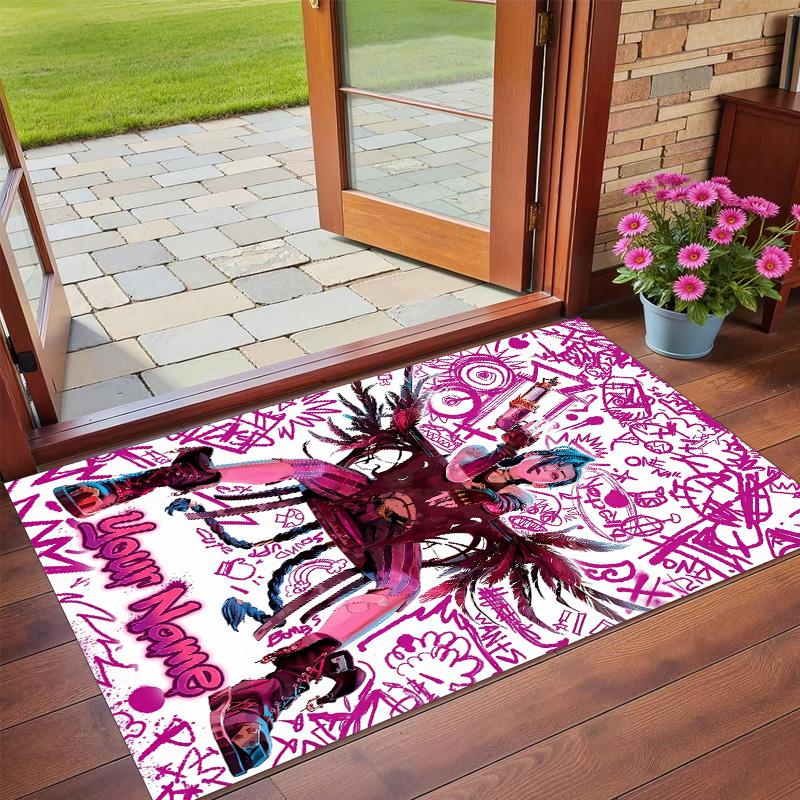 Crystal Velvet Rug Custom Name Text, Soft Non Slip Floor Mat Home DecorArcane