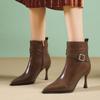 Мода 2024 года, высококачественная женская обувь, женские ботинки с боковой молнией, модные ботильоны с пряжкой для офиса и карьеры, сексуальные ботильоны с острым носком