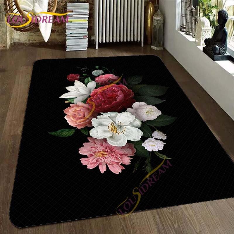 Коврик с цветком красной розы, коврики ко Дню Святого Валентина, коврики, коврик с принтом розы, большой ковер, ковры с синей розой для гостиной