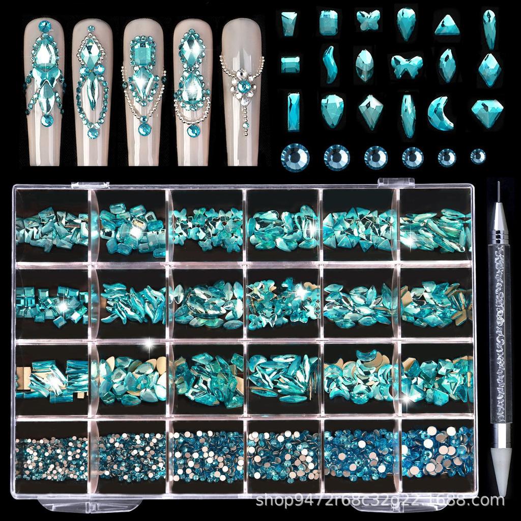 24 Grid Nail Art Diamond Box Special-Shaped Diamond Nail Jewelry Nail Art Set