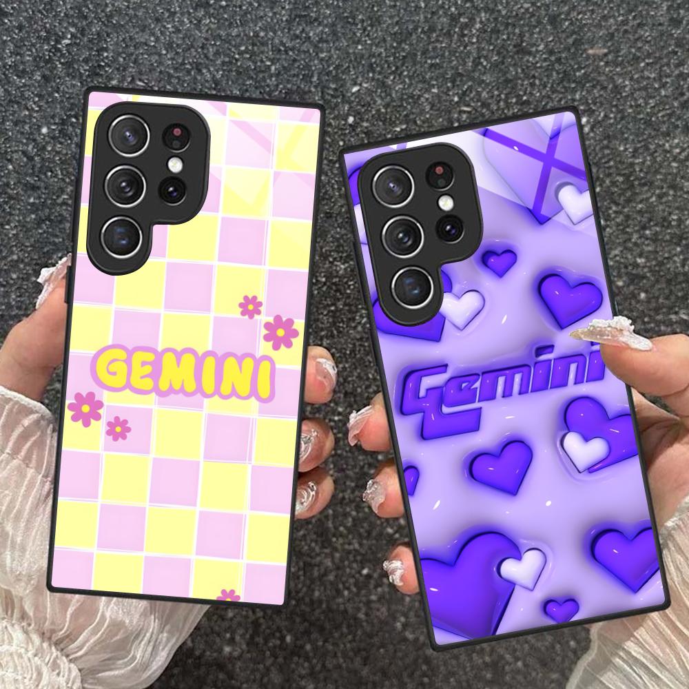 Чехол для мобильного телефона со знаком зодиака Близнецы для Samsung Galaxy A56 55 54 53 52 51 36 35 34 23 16 15 5G Стеклянный Цветной Чехол Чехол