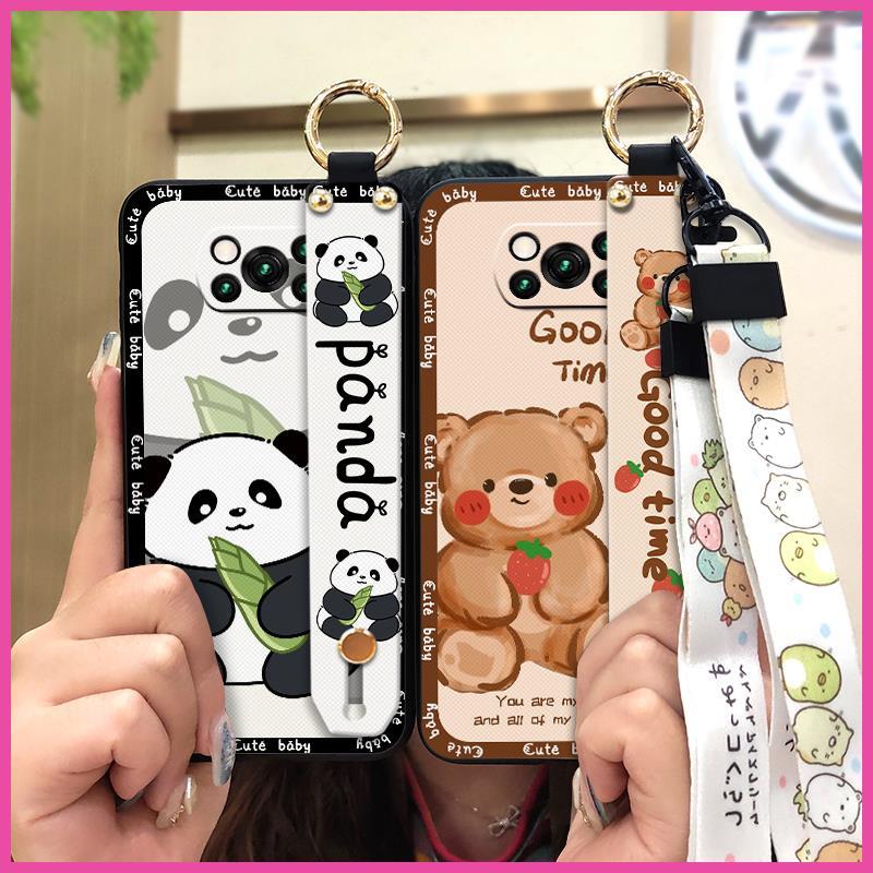 Dirt-resistant Wrist Strap Phone Case For Xiaomi Poco X3 NFC/X3 Pro Durable Cartoon Shockproof Waterproof Protective