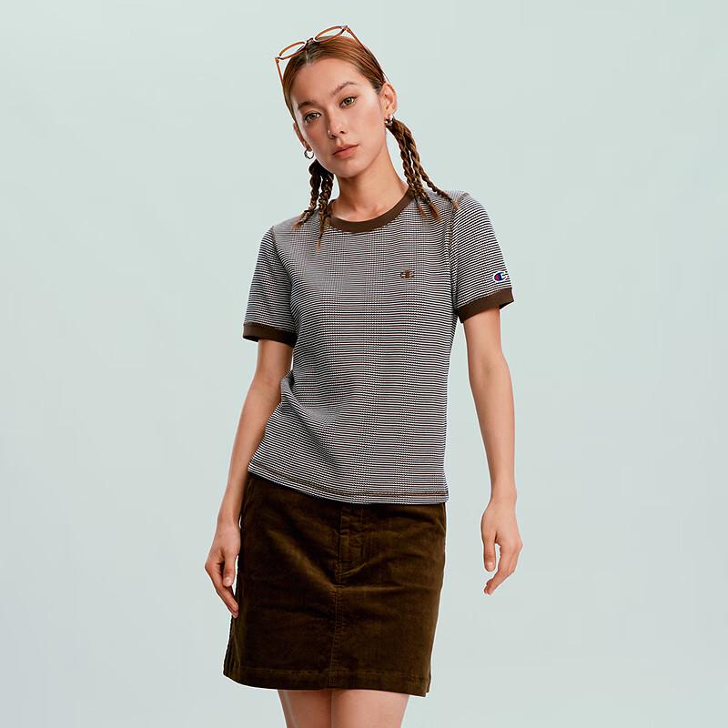 Champion Women's Retro Striped Slim-Fit Embroidered T-Shirt