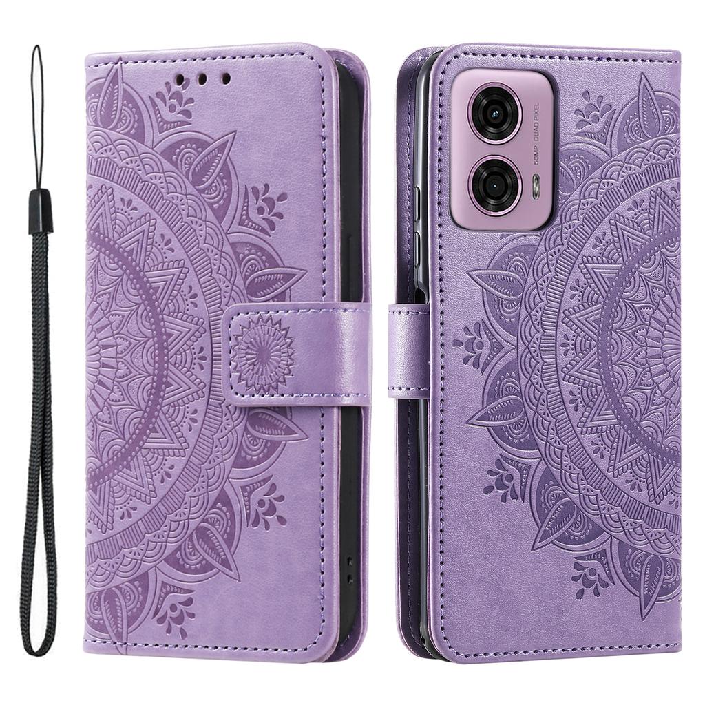 For Motorola Moto E14 4G/G04 4G/G04s 4G/G24 4G Case PU Leather Mandala Pattern Wallet Flip Cover