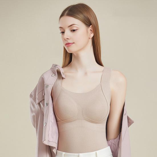 Женская термомайка без рукавов со встроенным бюстгальтером, на флисовой подкладке, теплая, базовый слой, туника, майка, нижняя рубашка для холодной погоды