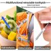 Push-pull Titanium Toothpicks Telescopic Fruit Toothpick Portable Metal Toothpick  Outdoor Picnic