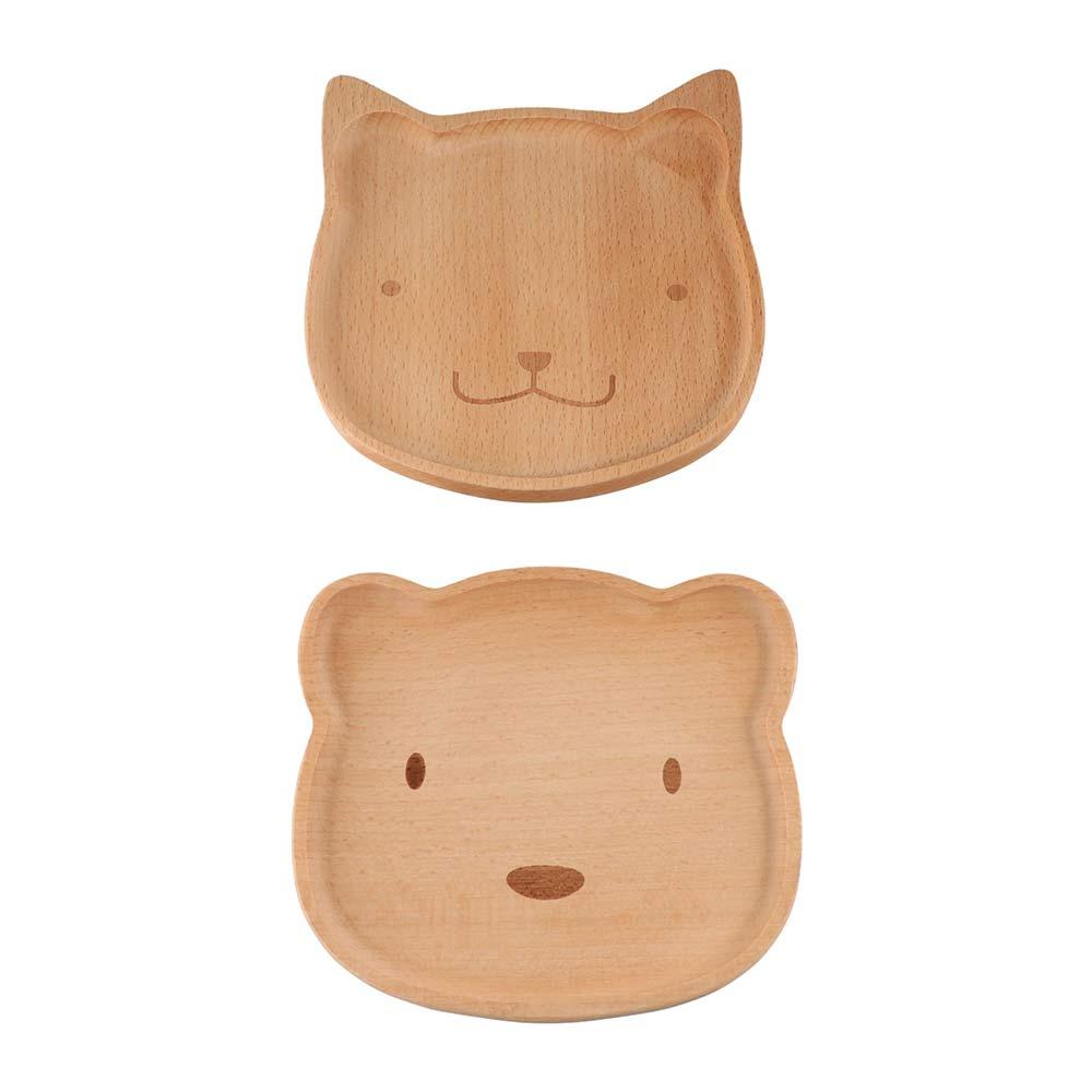Multiple Styles Solid Wood Cartoon Dinner Tray Cute Animal Pattern Children's Rice Plate Odorless Wood Food Dishes Meal