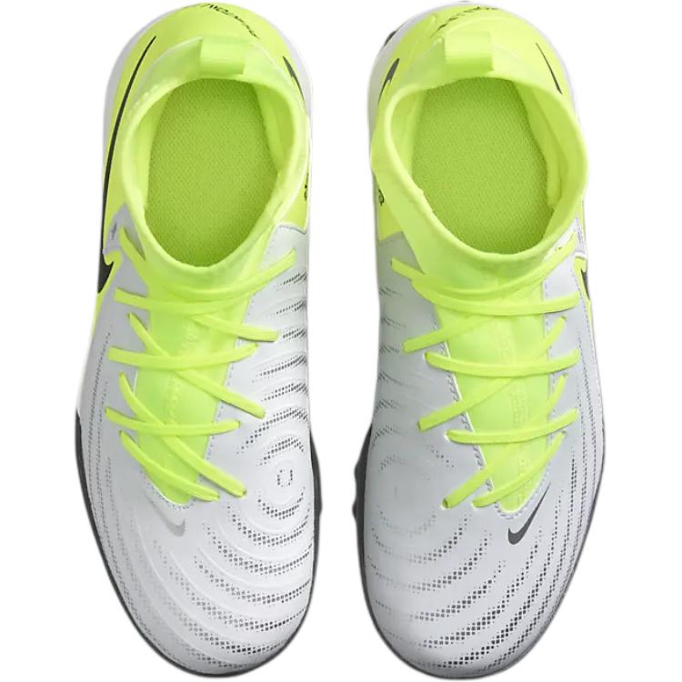 Nike Jr. Phantom Luna 2 Academy Comfortable Shock Absorbing Durable Mid-Top Kids Soccer Shoes Kids Soccer Shoes White Green FJ2610-003