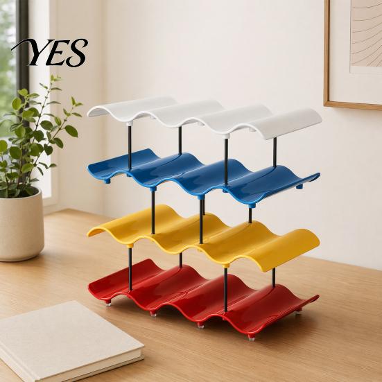 Cup Storage Rack Rack, Multi-Layer Stacking Organizer, with Wavy Slot Design, Space-saving Organizer Space Saving Desktop Bar for Mugs Glasses Coffee