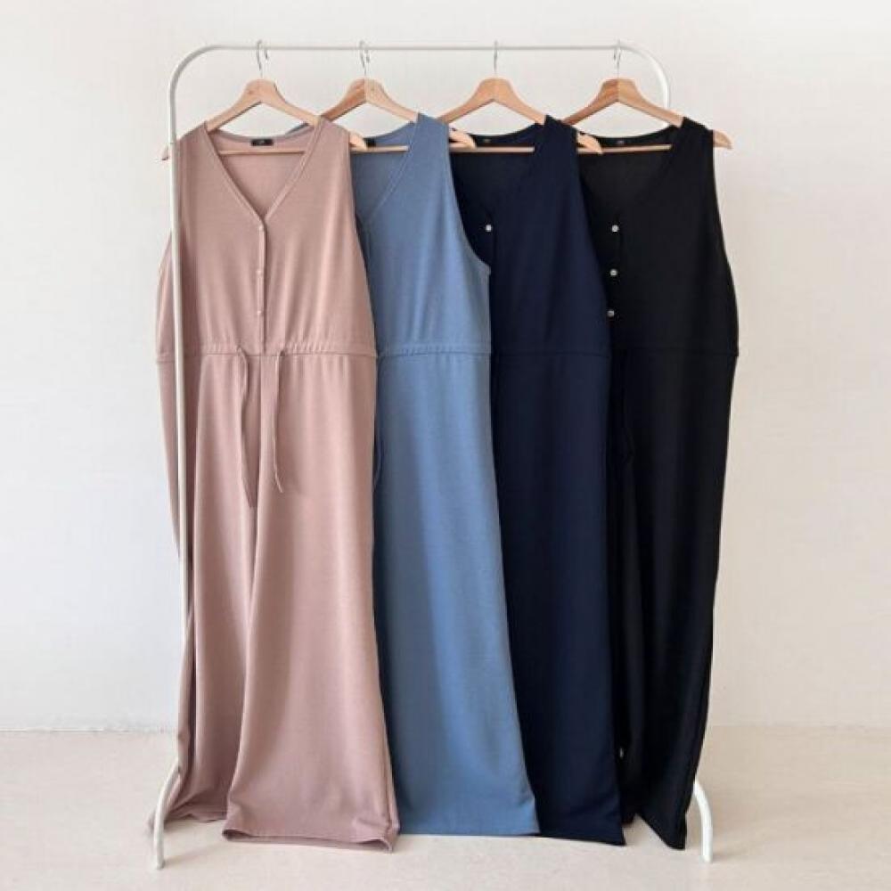 From Heart Women Big Size Button Waistband Jumpsuit