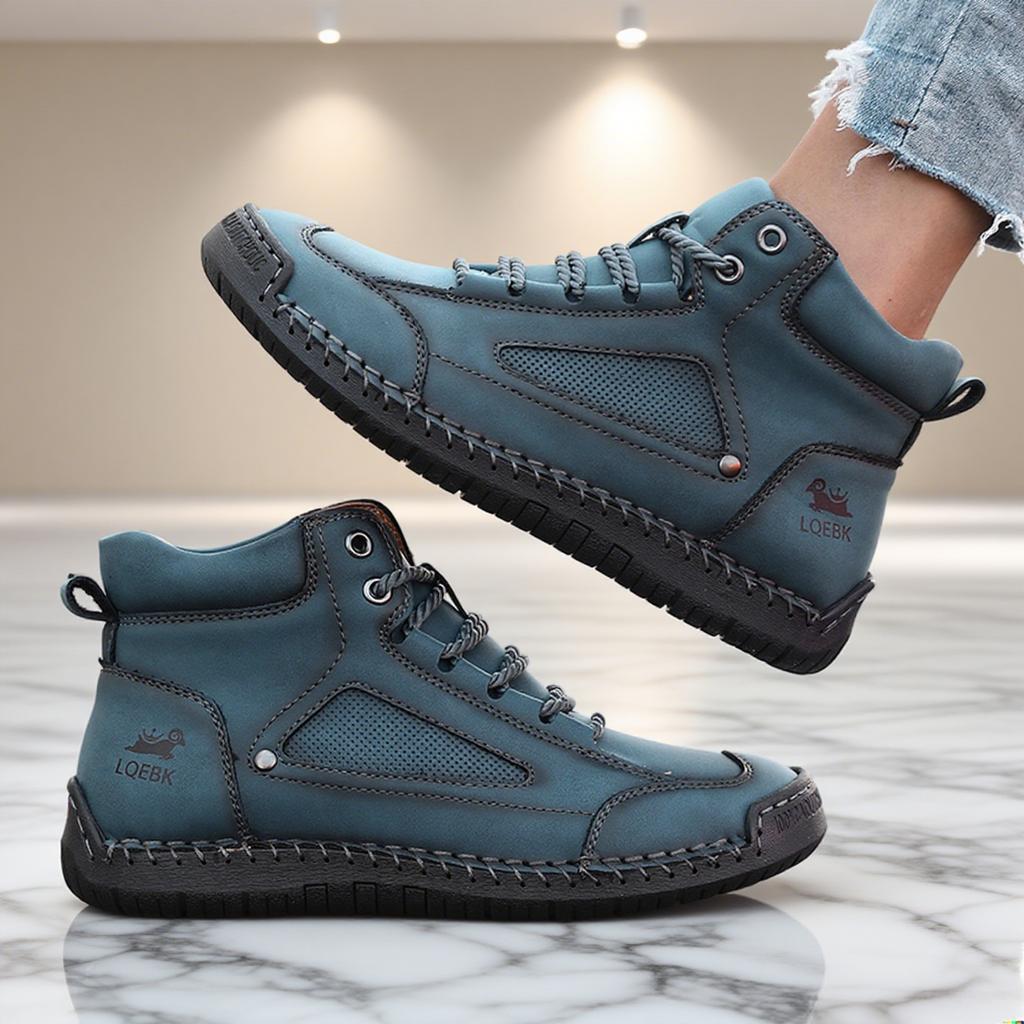 Fashion Short Boots Men Leather Sports Shoes with Handmade Stitching Design 2025 Women's Retro Loafers Suitable for Street Casual Style