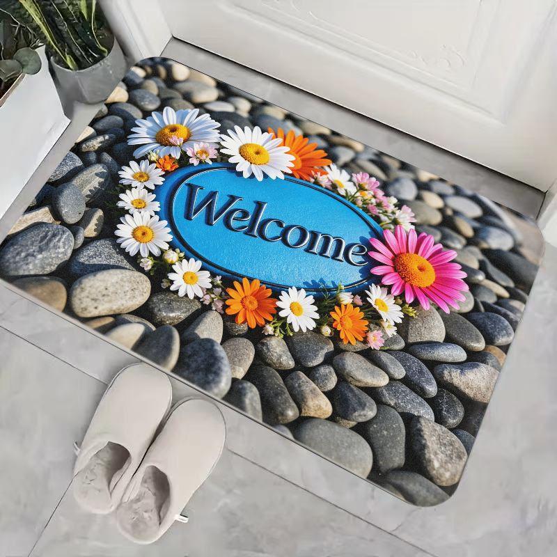 stone daisy flower door mat, entrance non slip carpet, indoor and outdoor entrance floor mat, home decoration