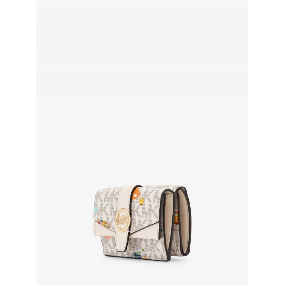 Michael Kors Greenwich Flap Trifold Xs WLt Mk Sig Lt Cream muLti 35f6ggrd0v2605