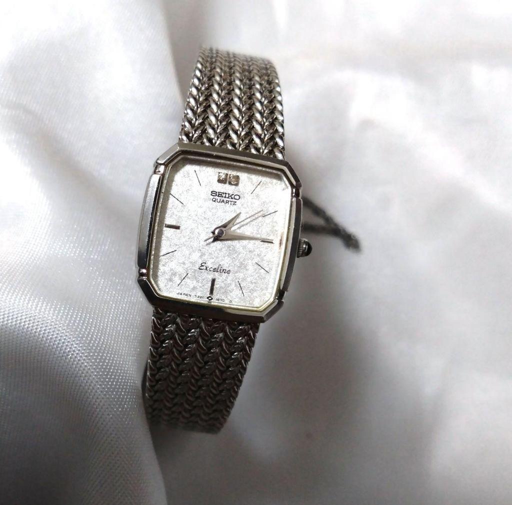 [USED] Extremely Rare SEIKO Exceline 2P Diamond Watch with Battery