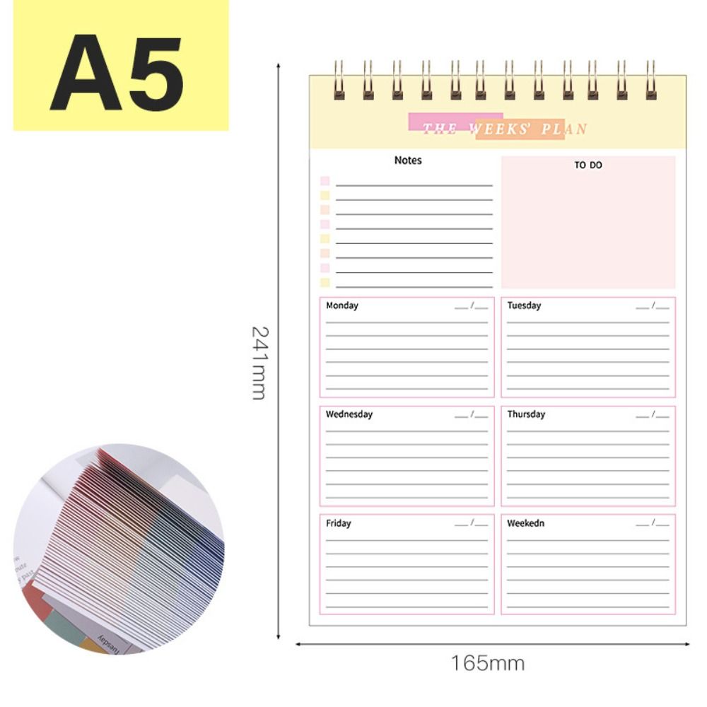 Список дел 2024 Ежедневник А5 Расписания Журнал Блокнот Высококачественные блокноты на спирали Школа Офис