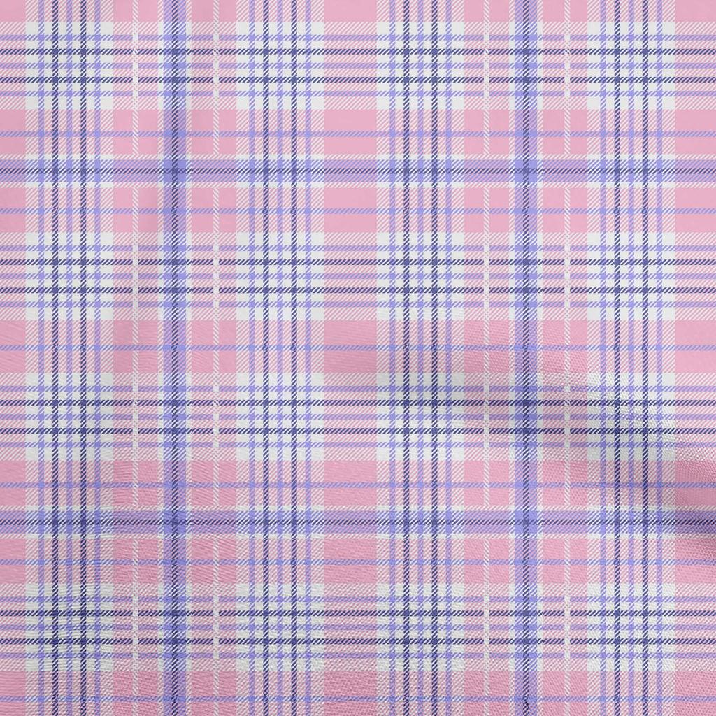 oneOone Cotton Flex Light Pink Fabric Check  Sewing Craft Projects Fabric Prints By Yard 40 Inch