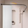 L Shape 72-95x90-130cm Adjustable Angle Rod, Stainless Steel Telescopic Shower Curtain Rail for Bathroom Bathtub, Black