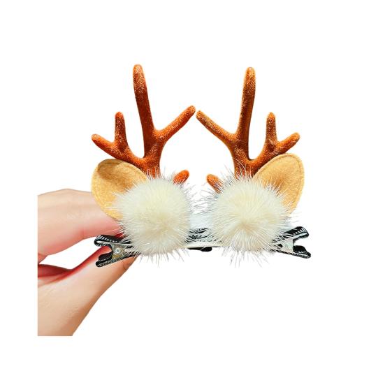 1 пара рождественских заколок для волос, праздничные стили, олень, рождественская елка, снеговик, Санта-Клаус, плюш, декор из пайеток, заколки для волос