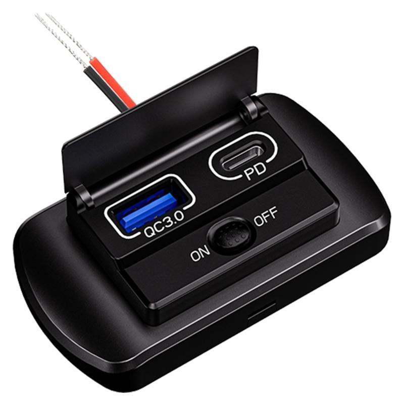 12 В USB-розетка Двойная QC3.0 Type C/USB Панель быстрой зарядки Настенный монтаж Автомобильный автомобильный USB-разъем Зарядное устройство Адаптер питания