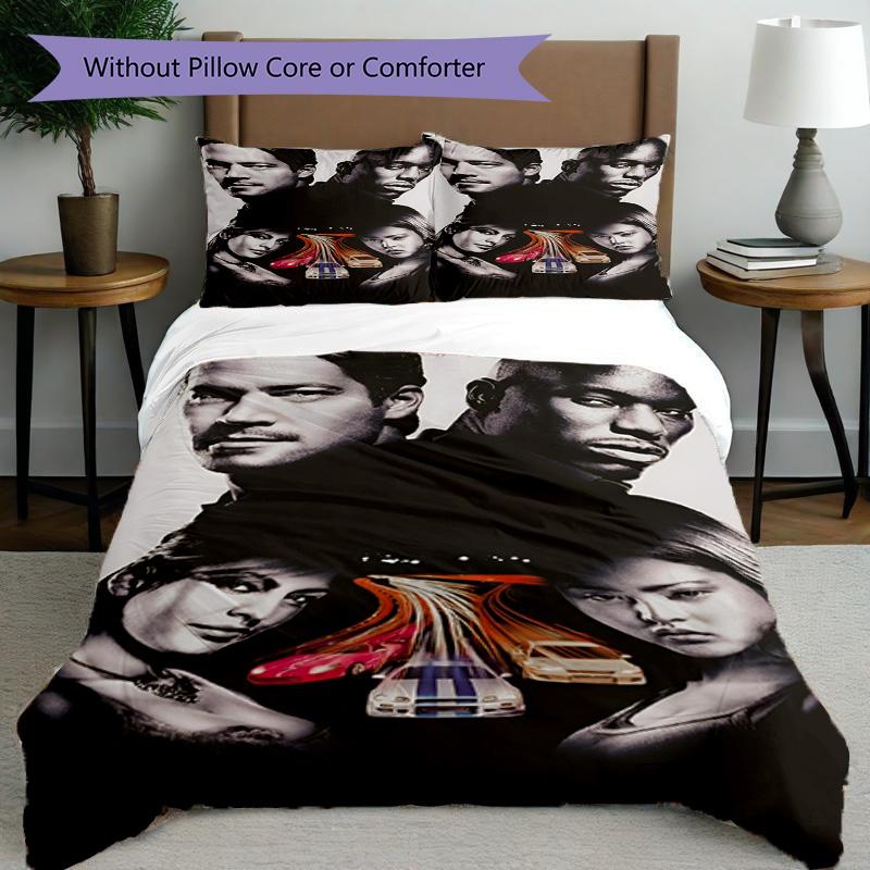 3pcs Duvet Cover Set (1*Duvet Cover + 2*Pillowcase, Without Core), Fast & Furious Print Bedding Set, Bedroom Decor, All‑Season, Birthday Gift