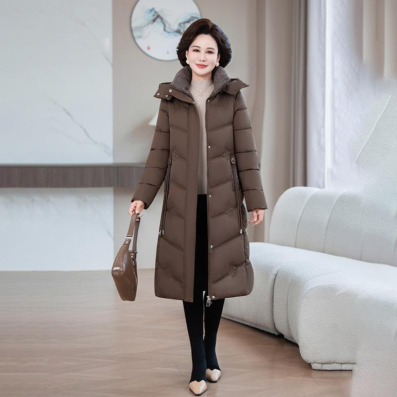 New cotton-padded clothes women's long over-the-knee winter thickened mother cotton-padded jackets slim and thin middle-aged and elderly cotton-padde