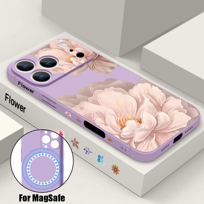 Чехол для iPhone 17 Pro Max INS с узором из разноцветных цветов, магнитный, для Magsafe, мягкая крышка, для iPhone 16 15 14 13 Pro Max 17E 16E