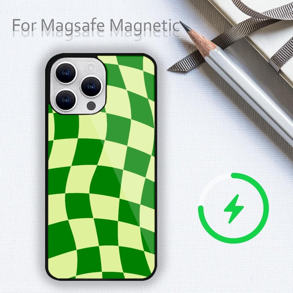Чехол для телефона Crazy Checkered для iPhone 15 14 13 12 11 Plus Pro Max Magsafe с магнитной беспроводной зарядкой