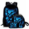 Blue Skull Three Piece Set Backpacks For Boy And Girls Best Gifts 3D Cartoon School Backpack For Children