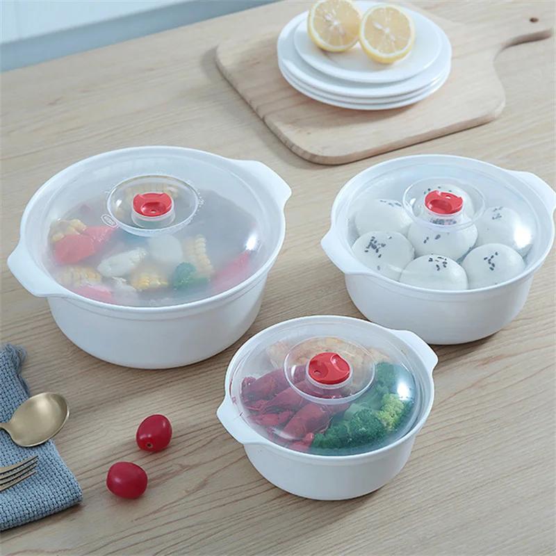 S/M/L Microwave Oven Special Box Steamed Dumpling Rice Container Heated Soup Pot Hot Steamed Buns With Lid Cooking Gadget