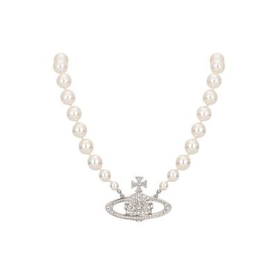 Женское серебряное колье Vivienne Westwood с жемчугом в один ряд для ванны 63010106