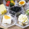 Toyo Sasaki Glass Amuse-bouche Dessert Cups, Flower Ornament Tray, Large, Set of 6, Trinket Container, Plate, TS44047