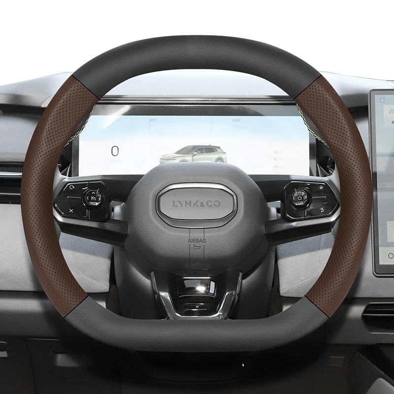 Suitable for Lynk&Co Breathable Leather Matte Carbon Fiber Texture Steering Wheel Cover for Models 01 02 03 05 06 07 08 09 Em-P 10 900 Z10 Starbuff