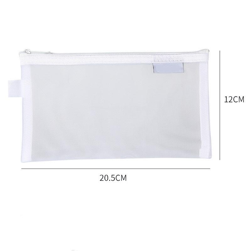 Large Capacity Simple Color Pencil Case Student Exam Series Hand Account Net Yarn Transparent Stationery Storage Supplies Bag