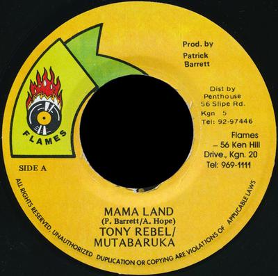 7-дюймовая пластинка TONY REBEL / MUTABARUKA - Mama Land NONE Flames Ямайский регги, ска и даб Б/У