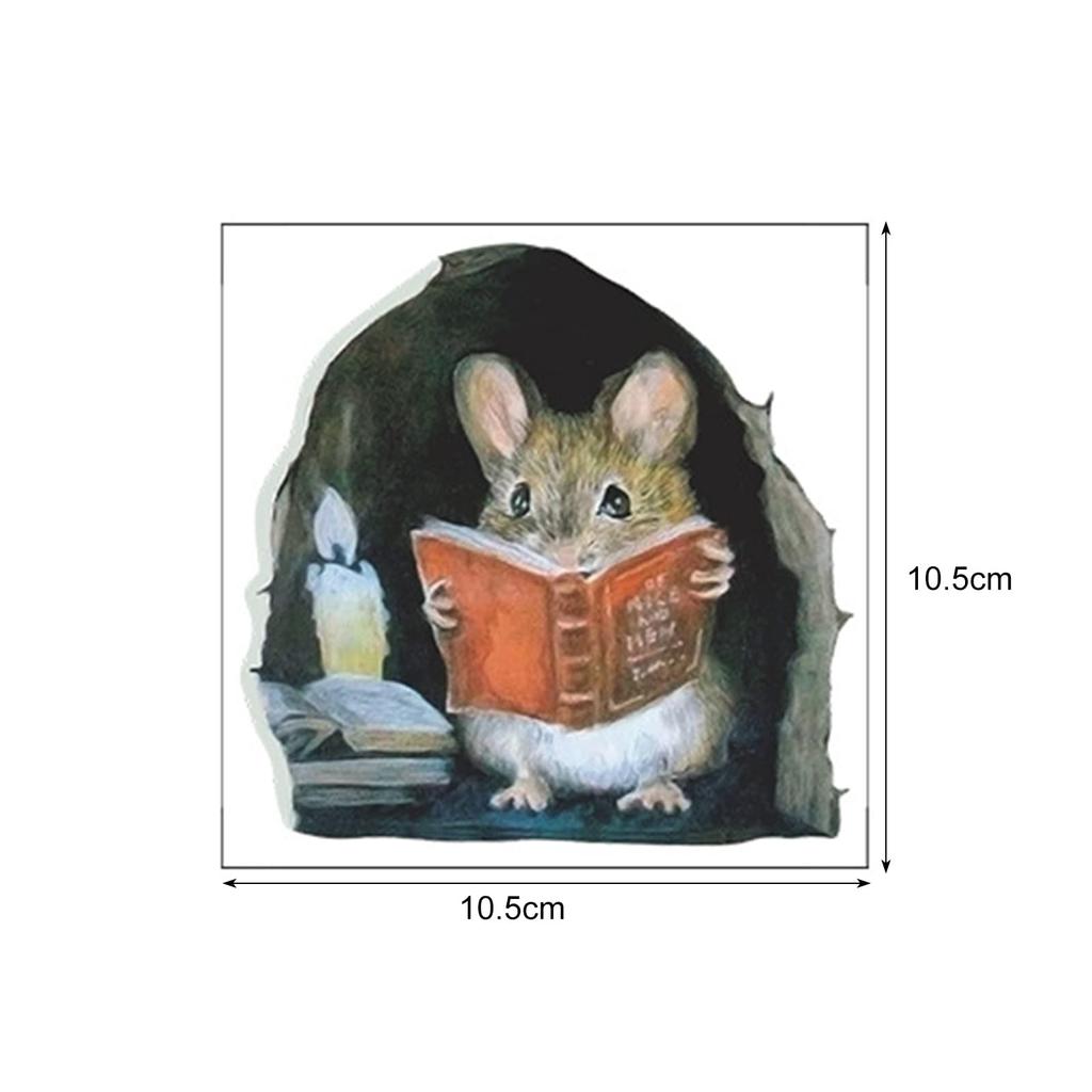 1 шт., наклейки для чтения книг с мышью на стены-водостойкие забавные наклейки на стену для спальни, детской комнаты, декоративная мышь