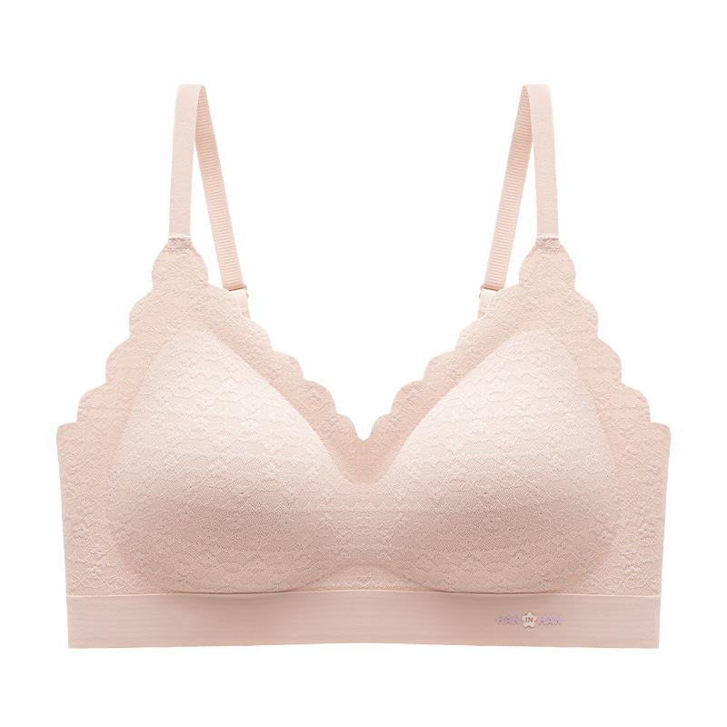 Lace Invisible Bra Women's Breathable Underwear Women's Gathering Bra One-piece Fixed Cup Soft Support Bra Push Up Bra