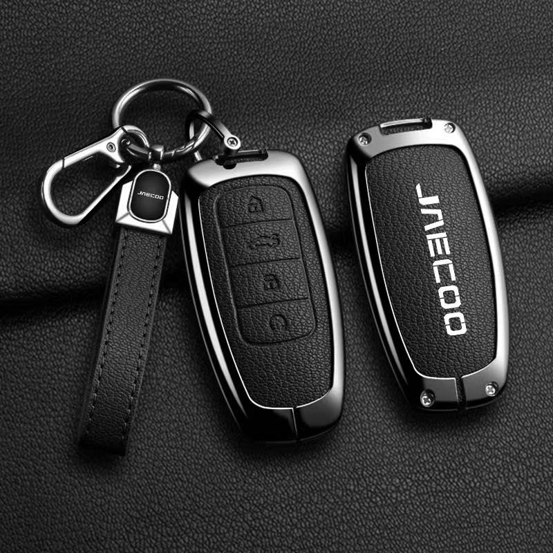 Car Remote Key Case Cover For Omoda JAECOO J7 J6 J7 J8 Phev 2025 2024 2023 Ruigu 9 Zinc Alloy Leather Auto Keychain Accessories