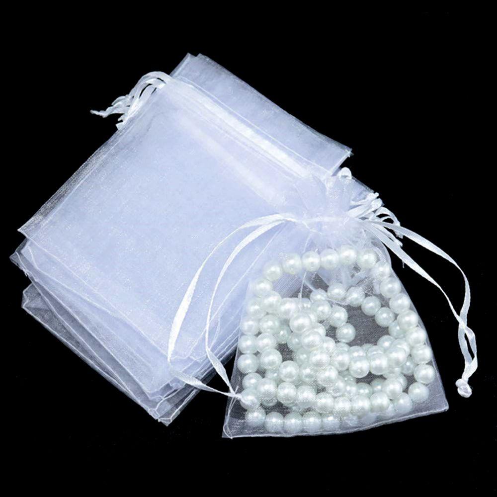 Jewelry Packing Christmas Favor Gift Bags White Pouches Organza Gauze Sachet Drawstring Pocket