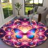 Butterfly Rug Ideal for Reading Room, Multi-purpose Office Chair Sofa Carpet, Anti-slip Printed Home Round Rug
