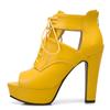 Fashion Peep Toe Ankle Boots For Women Sandal Summer Shoe Sexy High Heels Platform Lace-up Yellow White Dance Shoes Female Large Size 50
