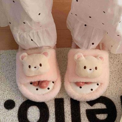 Милые и мягкие хлопковые туфли на одной линии, удобные шерстяные тапочки для женщин дома