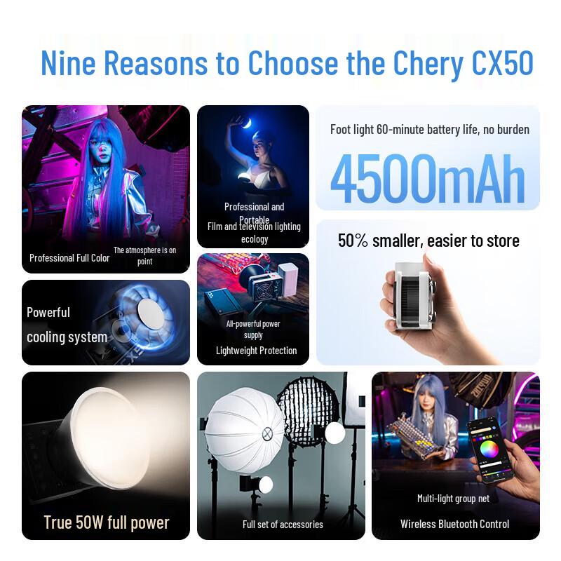 Zhiyun CX50RGB 50 Вт RGB LED видеосвет с силиконовым мягким рассеивателем
