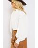 Azura Exchange White Textured Smocked Mock Neck Puff Sleeve Blouse