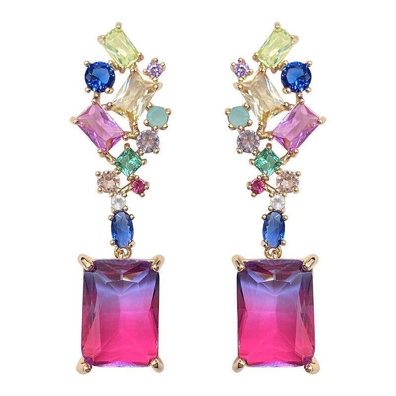 Брендовые ювелирные изделия для женщин, новые модные свадебные серьги с цветами, серебряные иглы, микро-паве, серьги-подвески с кубическим цирконием